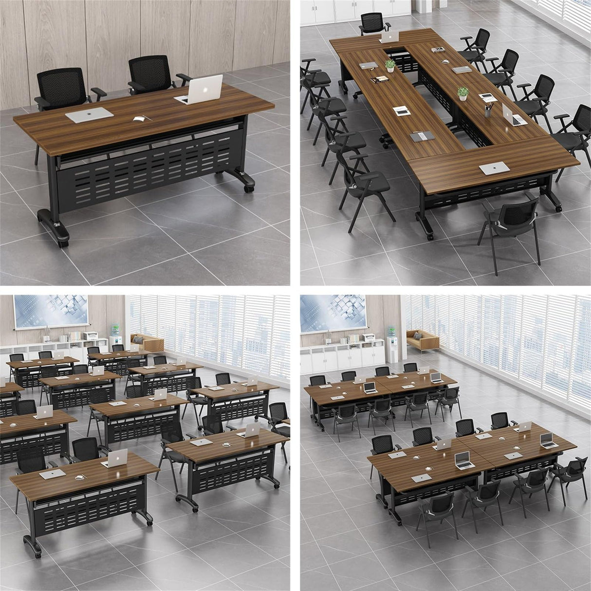 Folding Conference 1/2/4/6/8 Pack Table On Wheels Conference Room Table Flip Top Mobile Office Training Room Lockable Mobile Foldable Meeting Table Seminar Table for Home Office(8pack,47x20x30in) ZSPINJIA