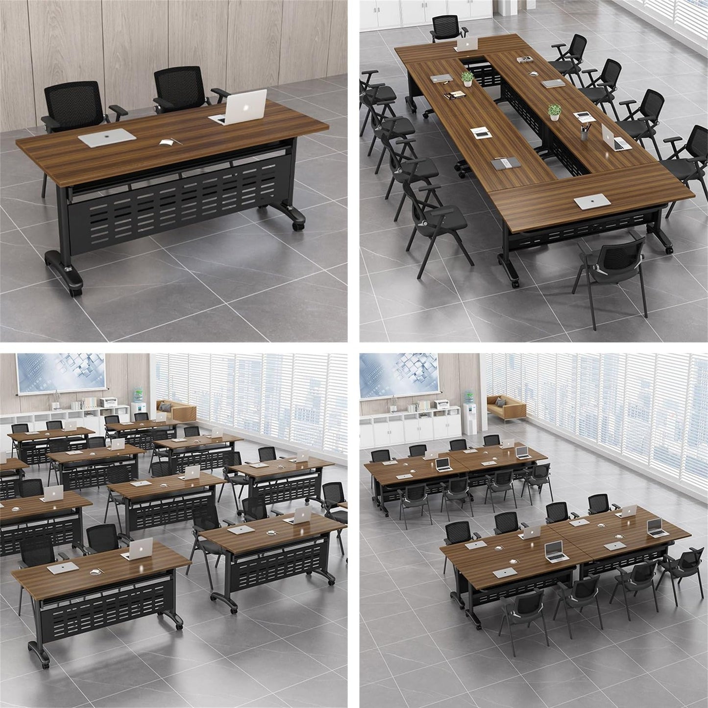 Folding Conference 1/2/4/6/8 Pack Table On Wheels Conference Room Table Flip Top Mobile Office Training Room Lockable Mobile Foldable Meeting Table Seminar Table for Home Office(8pack,47x20x3 - WoodArtSupply