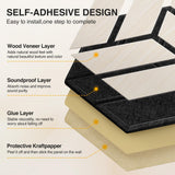 JAMELO Self-Adhesive Acoustic Panels, 10 Pack Wood Grain Sound Proof Acoustic Foam, High Density Hexagon Wood Slat Panels, 3D Sound Absorbing Wall Panels for Home Studio Office Decor Noise Reduction JAMELO