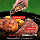 ThermoPro TP710 Instant Read Meat Thermometer Digital for Cooking, 2-in-1 Waterproof Kitchen Food Thermometer with Dual Probes and Dual Temperature Display for Oven, Grilling, Smoker & BBQ ThermoPro