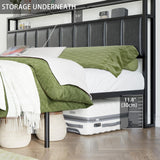 AMERLIFE Rustic Grey LED King Bed Frame with Storage Drawers & Charging Station Headboard AMERLIFE