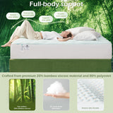 Hansleep Twin Mattress Topper Viscose Derived from Bamboo, Memory Foam Pillow Top Mattress Topper Twin with Deep Pocket, Breathable Mattress Pad for Back Pain Relief, 39" x 75", White Hansleep