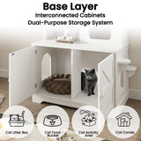 ANCTOR Multifunctional Cat Cabinet Cat Litter Box Enclosure Furniture 3-Tier Storage Play Area Tall Litter Box Furniture with Storage Easy Assembly (35.5”H, White) ANCTOR