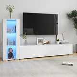 Pvillez 39" LED Display Cabinet with 3 Glass Shelves & 1 Door, Modern Wall-Mounted Curio Cabinet Display Case Storage Cabinet, High Gloss Floor Standing Bookshelf for Living Room Bedroom (White) Pvillez