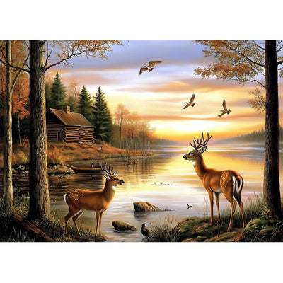 CEOVR Deer Diamond Art Kits for Adults, 5D DIY Full Drill Animal Diamond Painting Dots Crystal Gem Art, Adult Crafts Kits Arts and Crafts, Wall Decor for Home Office 12x16inch