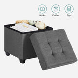 SONGMICS 15 Inches Cube Storage Ottoman, Bedroom Bench with Storage, Foot Stool with Feet, Holds Up to 660 lb, Dark Gray ULSF14GYZ SONGMICS