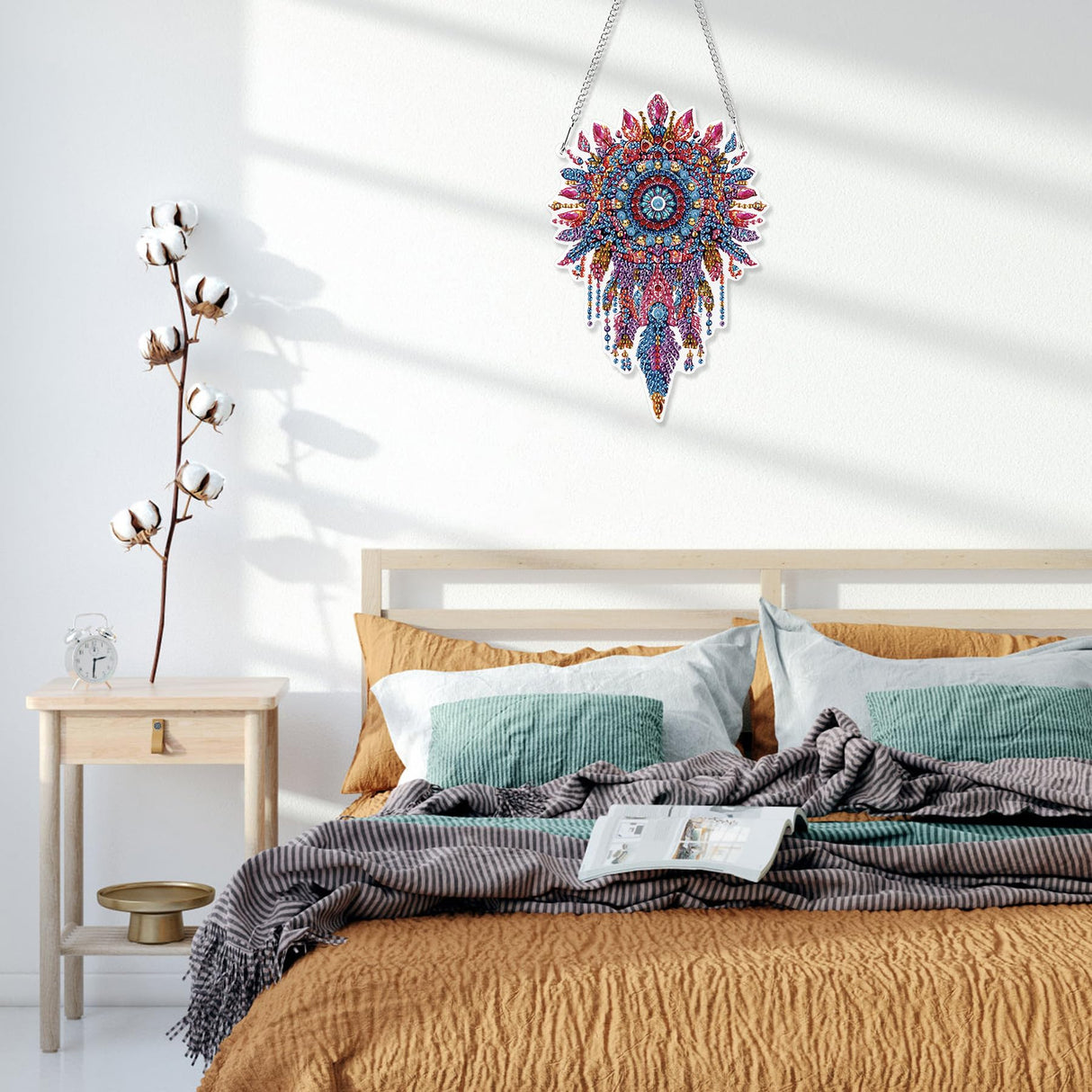 HEIBAGO Dreamcatcher Hanging Diamond Art Kits for Adults, Special Shaped Crystal Diamond Painting Ornament Kit, DIY Double-Sided Pattern Window Pendant Gem Art Kit for Home Wall Decor 8.3x8.3inch HEIBAGO