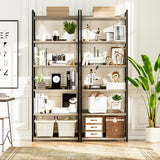 NUMENN Bookshelf, 6 Tier Bookshelves, Home Office Bookcase Shelf Storage Organizer, Free Standing Storage Shelving Unit for Bedroom, Living Room and Home Office, Grey NUMENN