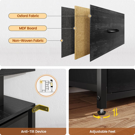 BTHFST 12 Drawers TV Stand Dresser for 65/70 inch TV, Entertainment Center with LED Lights & Power Outlets, 63" Large LED TV Stand, TV Console for Bedroom BTHFST