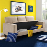 Serta Palisades Storage 1 Modern Design, Track Arms, Foam-Filled Cushions, Easy-to-Clean Fabric Upholstery, 77" Sofa, Soft Beige Serta