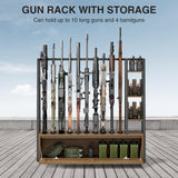 Giluta Gun Rack, Wooden Gun Display Stand with Pistol Rack, Gun Rack Storage Display Floor Standing Shotgun Rack for Home or Garage, Holds up to 10 Long Guns and 4 Handguns Giluta