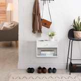 BWEISHOME Floating Nightstand with Drawer, White Nightstand Floating Bedside Table, Wall Mounted Nightstand Floating Night Stand Floating Side Table, Floating Shelves Bedroom KTZ04W BEWISHOME