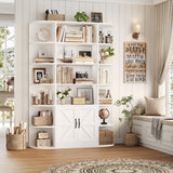 HOSTACK 75" Tall Book Shelf and Bookcase, 6 Tier Bookshelf with Storage, 47" Wide Bookcase with Doors, Freestanding Wood Display Shelves with Book Storage Cabinet for Home Office, Living Room, White HOSTACK