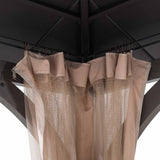 Sunjoy Hardtop Gazebo 13 x 15 ft. Outdoor Patio Steel Frame Gazebo with 2-Tier Metal Roof and Mesh Netting, Black Sunjoy