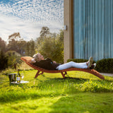 Flamaker Lounge Chairs for Outside Folding Acacia Wood Chaise Lounge with Side Handle Sun Lounger for Poolside, Lawn, Backyard (2 Piece) Flamaker