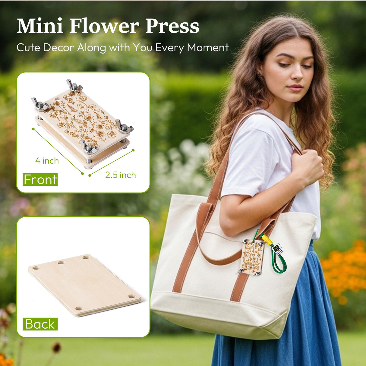 Aboofx Mini Flower Press Kit, Pocket Flower Press Kit for Pressing Plants, Leaves, Herbs, Micro Flowers Pressing Outdoor for The Beginners, Arts Craft Lovers, Classroom, Traveling, 2.5 x 4 Inch Aboofx