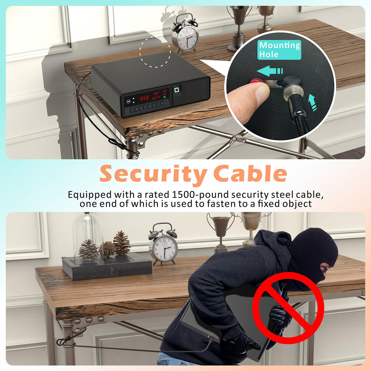 Z ZLJUAN Slide-Away Pistol Handgun Quick Access Gun Drawer Safe with LCD Display of Temp,Humidity,Time,Low Battery Warning,Unlock State for Nightstand Bedside Home Z ZLJUAN