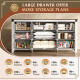 WLIVE Farmhouse 9 Drawer Dresser, 63" Wide Dresser Storage Organizer, Wood Dresser for Bedroom,TV Stand for 70 inch TV, Chest of Drawers for Living Room, Hallway, Ball Bearing Slide (White) WLIVE