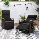 Tangkula Patio Rattan 360 Degree Swivel Recliner Chair, Wicker Lounge Chair w/Adjustable Backrest & Footrest, Cushioned Push Back Reclining Seat w/Flip Side Table for Porch, Yard, Lawn (1, Black) Tangkula