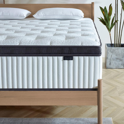 Tegeniss Full Size Mattress, 12 Inch Memory Foam Mattress, Hybrid Mattress in a Box with Independent Spring, Soft and Comfortable Medium Firm Mattress, Pressure Relief