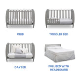Delta Children Taylor 4-in-1 Convertible Baby Crib, Easy to Assemble, Sustainable New Zealand Wood, Grey Delta Children