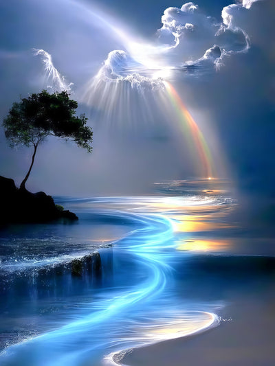 Rainbow Sky Diamond Art Kits for Adults, 5D Diamond Painting for Adult Beginners, DIY Full Drill Round Gem Painting Dot Art for Adults，Home Wall Decor 11.8x15.7 Inch