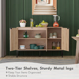 Yechen Sideboard Storage Cabinet with 3 Handmade Natural Rattan Doors, Rattan Cabinet Buffet Table Accent Credenza Console Cupboard, for Living Room Dining Room Entryway Kitchen Yechen