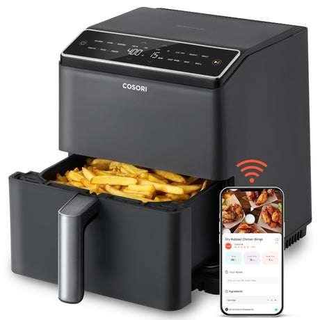 COSORI 6.8Qt Air Fryer, 12-in-1 Dual Blaze for 360° Crispy Meals, No Shaking & Preheating to Fast Cooking with Bake, Roast, Broil, 100+In-App Recipes, Dishwasher Safe COSORI