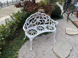 Patio Balcony Bench Double Seat, Anti-Rust Cast Aluminum Patio Garden Bench for Park Yard Outdoor Furniture White.1 C/G patio casa