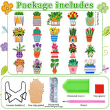 Honeydak 20 Pcs Spring Diamond Painting Coasters Flower Diamond Art Coasters with Holder Wooden Spring Potted Plants Diamond Coasters 5D Diamond Art Kits for Adults DIY Crafts Beginner Gifts Supplies Honeydak