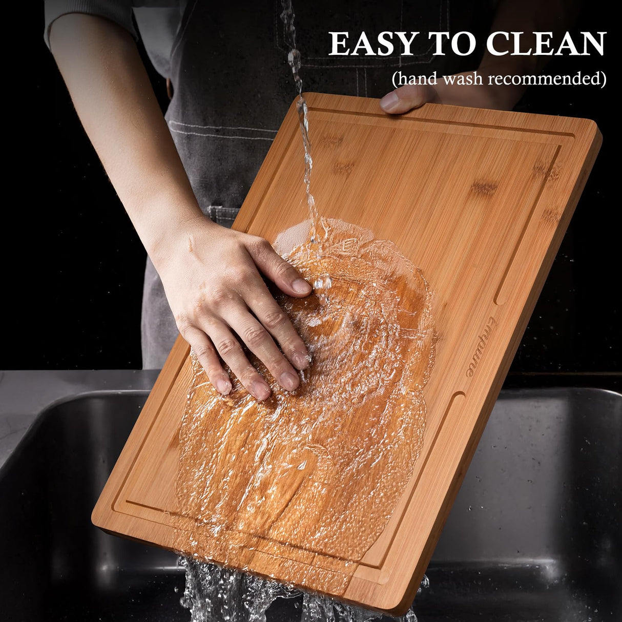 Empune Bamboo Cutting Board Set, Wood Cutting Boards for Kitchen with Holder Wooden Chopping Board for Meal Prep & Serving Empune