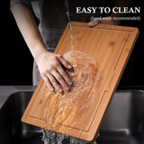 Empune Bamboo Cutting Board Set, Wood Cutting Boards for Kitchen with Holder Wooden Chopping Board for Meal Prep & Serving Empune