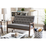 Baxton Studio Sorrento Mid-Century Retro Modern Grey Fabric Upholstered Wooden 2-Seater Loveseat Baxton Studio