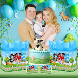 Farm Animals 1st Birthday Decorations Farmhouse Barnyard First Birthday Gift Bag with Tissue Papers Card One Birthday Wrapping Paper Bag for Kids Newborn 1st Birthday Baby Shower Christmas Party Innovoscape