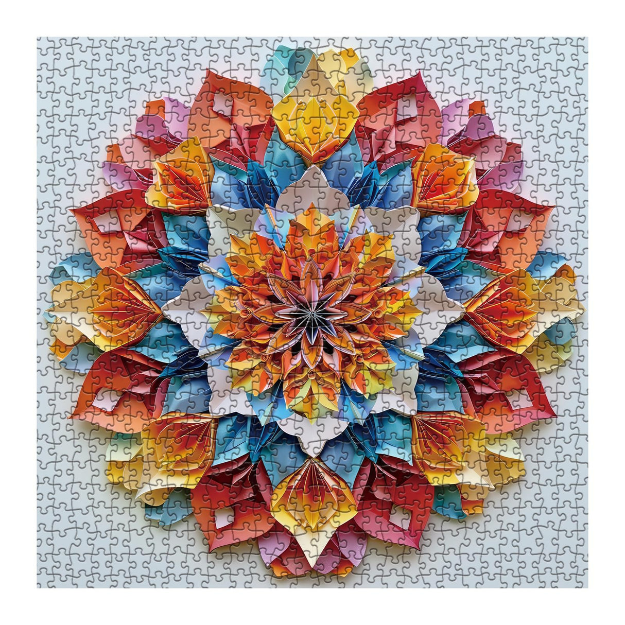 Colorful Flower Puzzle for Adults 1000 Piece, Rainbow Mandala Floral Jigsaw Puzzle, Color Papercut Art Puzzle BBOLDIN