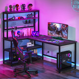 Tribesigns 55" Grey L-Shaped Computer Desk with Wireless Charging and 5 Storage Shelves Tribesigns