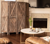 Premium Home 6-Panel Room Divider – Rustic Brown Barn Door, K Pattern Folding Privacy Screen, Partition Wall Premium Home Decor