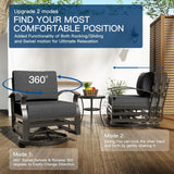 Kullavik Aluminum Patio Furniture Set with Propane Fire Pit Table 5-seat Metal Outdoor Furniture w/Fire Pit Patio Sectional Sofas w/5.1" Cushions for Patio, Backyard, Poolside-Black Kullavik