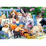 Trefl Dogs in The Garden 1000 Piece Jigsaw Puzzle Red 27"x19" Print, DIY Puzzle, Creative Fun, Classic Puzzle for Adults and Children from 12 Years Old Trefl