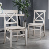 Christopher Knight Home Roshan Farmhouse Acacia Wood Dining Chairs, Light Grey Wash, 21D x 17.75W x 35.5H Inch Christopher Knight Home