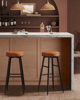 VASAGLE EKHO Collection - Bar Stools Set of 2, Bar Height Bar Stools, Kitchen Counter Stools, Mid-Century Modern Backless Counter Stools, 30-Inch Tall, Kitchen Island Home Bar, Caramel Brown VASAGLE