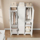 GarveeHome Armoire Wardrobe Closet with 2 Doors,72 in Wooden Wardrobe Cabinet with Hanging Rod, Narrow Tall Clothing Armoire Cabinet with 18 Adjustable Shelves for Bedroom, Clothes, Rustic White GarveeHome