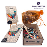Wooden Puzzles for Adults, Whale Unique Shaped Wooden Jigsaw Puzzle, Ocean Animals Wood Cut Puzzles, Birthday Holiday, 170 Pieces, 10.23"x12.79" AIMPUZZLE