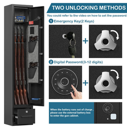 4 Gun Safe,Gun Safes & Cabinets,Gun Safes for Home Rifle and Pistols,Rifle Gun Safe with Drawer,Gun Cabinet for Rifles and Shotguns,Gun Safe with Removable Shelf and Gun Rack (3 Gun Safe - Digital)