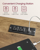 VASAGLE Farmhouse Nightstand with Charging Station, Bedside Table with Drawer, Open Compartment, Side Table with Storage, for Bedroom, Rustic White VASAGLE