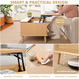 INK+IVY Coffee Table for Living Room Lift-Top Design with Storage, with Rattan Accent, Mid-Century Modern Décor Compact Furniture for Apartment, Home Office, 42" W, Natural INK+IVY