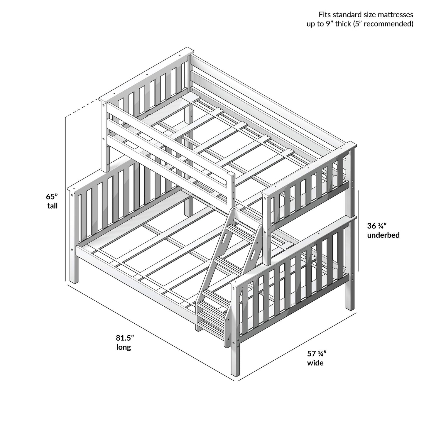 Max & Lily Twin Over Full Bunk Bed in Espresso - Solid Wood Frame with Removable Ladder and Safety Guardrails - WoodArtSupply