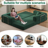 Carzzi-Life 79" Convertible Sofa Bed with Pillows, Corduroy Folding Sleeper Sofa with Fixed-Shape Frame, Boneless Couch for Living Room Bedroom, Floor Sofa Lounge No Assembly Required (Green) Carzzi-Life
