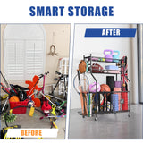 Mythinglogic Garage Sports Equipment Organizer, Baseball Storage Large Capacity, Sports Organizer for Garage with Hooks and Baskets, Ball Storage Rack for Football, Soccer Ball, Bat, Toys Mythinglogic