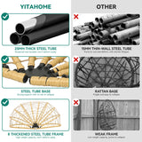 YITAHOME Hanging Egg Chair Swing Chair with Stand Double Egg Chair, 2 Person Wicker Chair Outdoor Indoor Hammock Egg Chair with Cushions 500lbs for Patio, Garden, Bedroom and Balcony, Beige YITAHOME